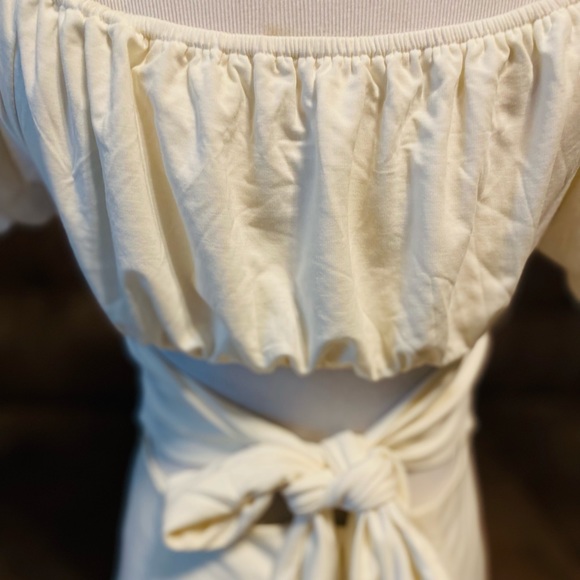 Main Strip Medium White Babydoll Open Back Dress - Picture 6 of 7